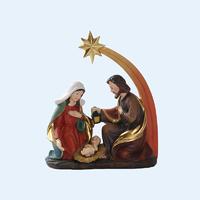 Italian Painting Polyresin Nativity Figurine Set Holy Family 3 Pieces